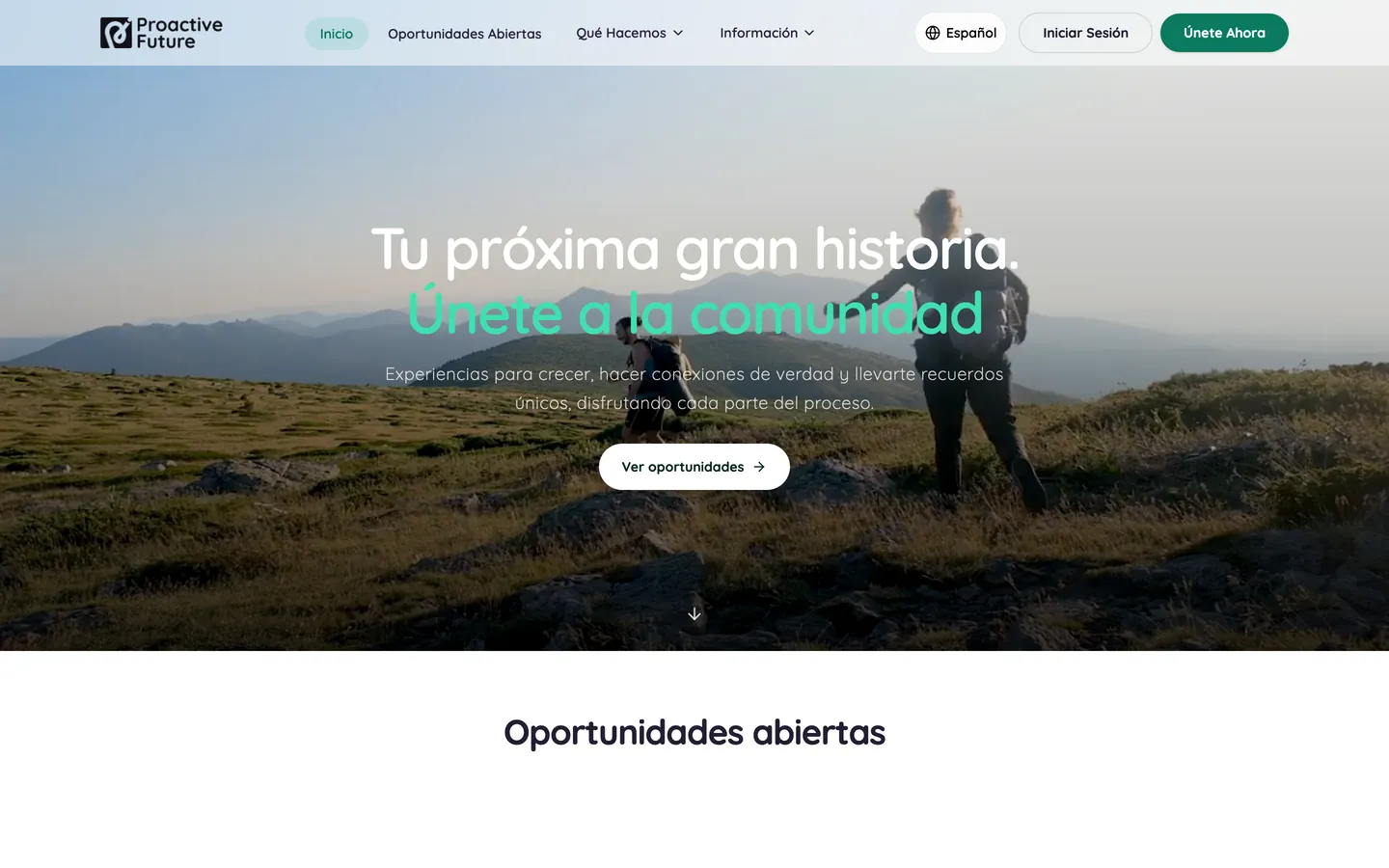 Home page of the Proactive Future website
